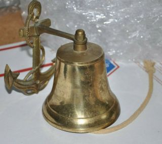 Vintage Nautical Decor Brass Ship Boat Bell Anchor Marine Wall Mount