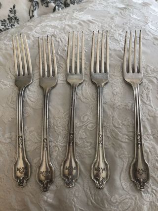 Vtg The Fontainebleau Hotel Miami Beach Florida Silverplate Forks Set Of 5