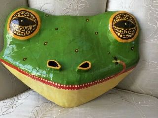 Gina Truex Papier Mache Frog Mask Signed; Vintage 80 