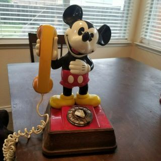Vintage Disney Mickey Mouse Rotary Telephone Phone 15 " Tall