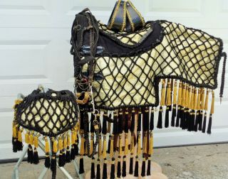 Vintage Handmade Arabian Horse Costume Class Set Black & Gold Egyptian Gypsy Nr