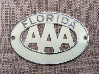Vintage Aaa Florida Automobile Metal License Plate Topper