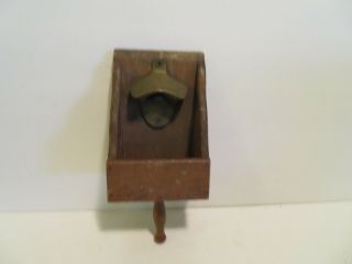 Vintage Bottle Opener And Cap Catcher Hand Made Wood