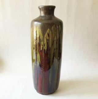 Vintage Mid Century Modernist Ceramic Drip Glazed Decorative Vase