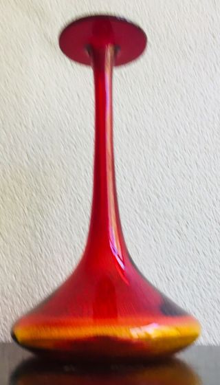 Vintage Blenko Hand Blown Amberina Vase 11” Tall -