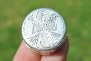 Vintage Egyptian Solid Silver Pill Box (r3071s)