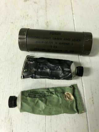 Vtg Camouflage Face Paint Stick,  2 Tubes Chemical Corps
