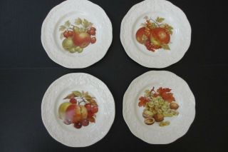 Four Vintage Masons Patent Ironstone Made In England 8 " Plates Fruit Apple Pear