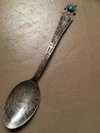 Vintage Navajo Native American Indian Sterling Silver Turquoise Spoon Mini Spoon
