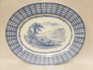 Vintage Cauldon England Breadalbane White And Blue Flow 15 " Oval Platter