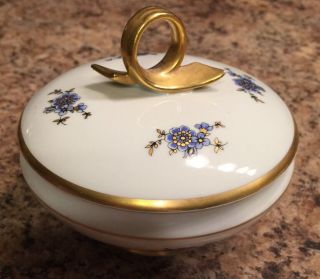 Gerold Porzellan Bavaria Vintage GORGEOUS Lidded Porcelain Trinket Box Blue Gold 2