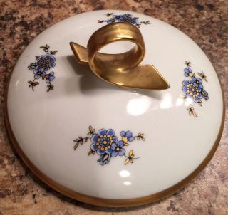 Gerold Porzellan Bavaria Vintage GORGEOUS Lidded Porcelain Trinket Box Blue Gold 5