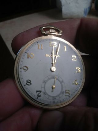 1930s Bulova Pocket Watch 17ae Usa Marked On Movement Great Running Watch