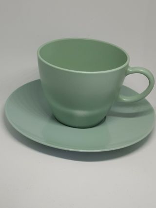Vintage Melamine Melmac Boontonware 1 Cup And 1 Saucer Plate Jadeite Green