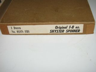 Vintage 1950 ' s Dealer display of 12 SHYSTER spinners 1/8 oz Yel/Blk in Org box 6
