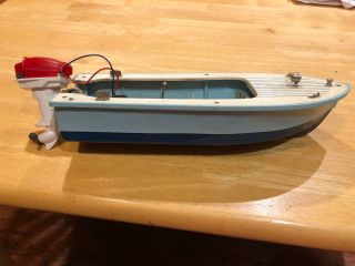 Vintage Lang Craft Langcraft Wood Plastic Boat With Motor Conditio