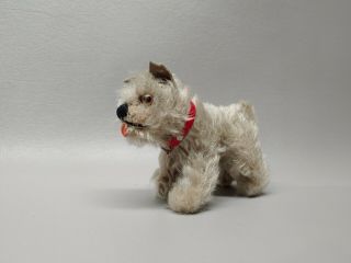 Vintage Steiff Miniature Schnauzer Dog Stuffed Red Collar Tessie Puppy Dog