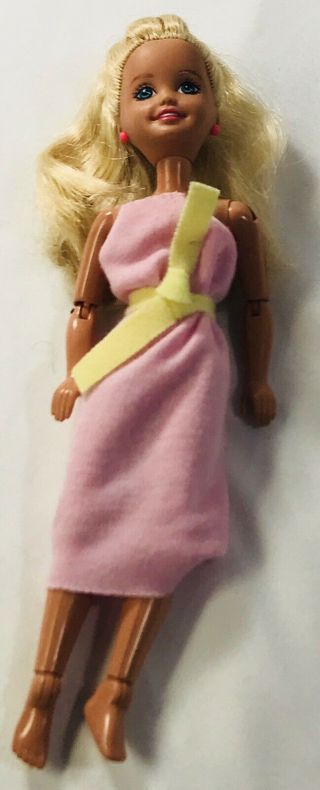 1995 Mattel Barbie Vintage Doll With Blonde Hair Yellow & Pink Dress Jointed