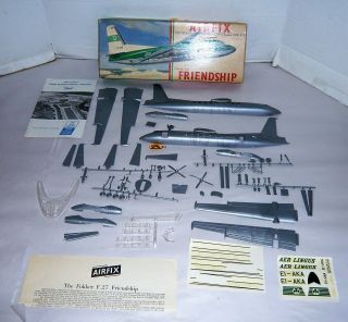 Vintage Airfix Friendship Fokker F.  27 Plane Model Kit W/box