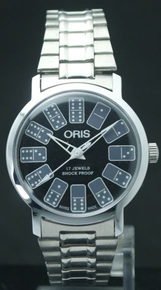 Vintage Oris Fhf St - 96 17 Jewels Black Dial Hand Winding Luxury Watch Dice Marks