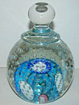 Vintage Tosa Murano Glass Paperweight / Knob Millefiori Controlled Air Bubbles