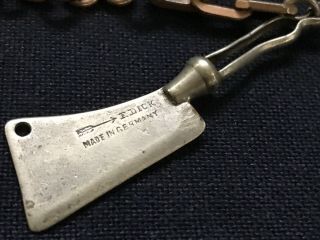 VINTAGE A F.  DICK GERMANY MINI MEAT CLEAVER FOB ON A GOLD TONE GF WATCH CHAIN 4