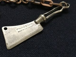 VINTAGE A F.  DICK GERMANY MINI MEAT CLEAVER FOB ON A GOLD TONE GF WATCH CHAIN 5