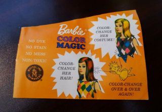 Vhtf Vintage Barbie Doll Color Magic Changing Instructions For Hair N/
