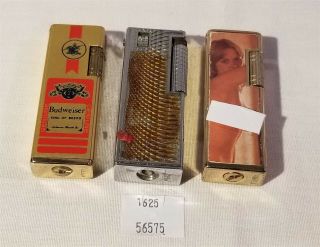 Thriftchi (3) Vintage Budweiser,  Naughty Girl And Other Rolling Lighters