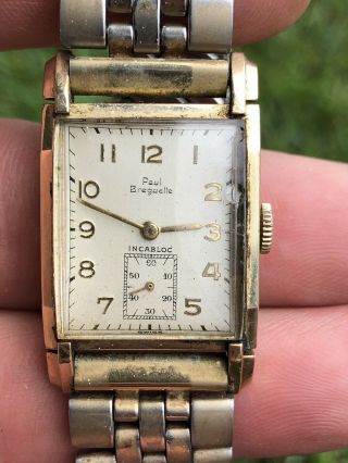 Vintage Paul Breguette Men ' s Swiss Made Watch.  10k GF Case.  Runs Keeps Time 5