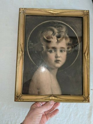 Gorgeous Antique Gilt Framed Print Light of The World 13 1/2 by 10 1/2 Fits 9x12 4