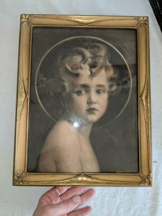 Gorgeous Antique Gilt Framed Print Light of The World 13 1/2 by 10 1/2 Fits 9x12 7