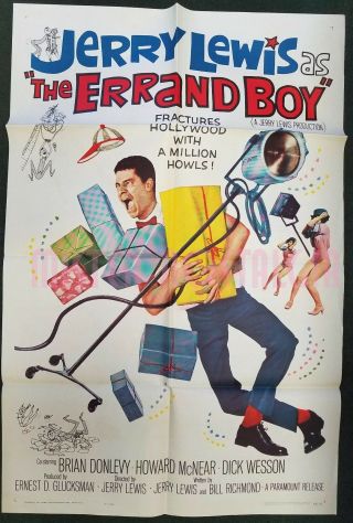 Vintage Poster 1962 The Errand Boy Jerry Lewis 27x41 1 - Sheet Rare