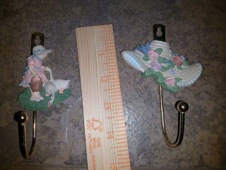 Vintage 80 - 90s Country Wall Door Clothes Keys Hanger Hat Geese Hooks Lightweight