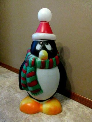 Vtg " General Foam " Christmas Chilly Willy Lighted Penguin Blow Mold - 28 " Tall