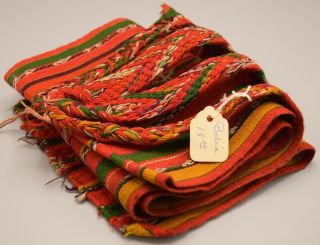 Hand Woven Bolivian Belt Sash Textile Antique Vintage Fabric Hand Loomed Strap