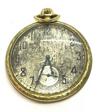 Antique Elgin 1926 Open Face Pocket Watch Size 12s 7 Jewel Running