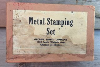 Vintage 1/8” Metal Punch Stamping Set Groban Supply Co Chicago
