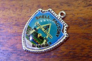 Vintage Silver Shell Factory Fort Myers Florida Travel Shield Charm E21