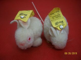 Vintage Steiff Wool Mouse@1968 & Steiff Wool Bunny @1968 - 1984 Both All Id 4cm