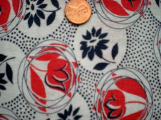 FLORAL Full Vtg FEEDSACK Quilt Sewing Doll Clohtes Craft Cotton Fabric Red Navy 3