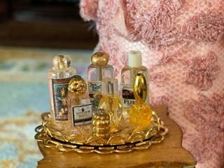 1990s Miniature Dollhouse Artisan Mirrored Perfume Diorama Vanity Dressing Room