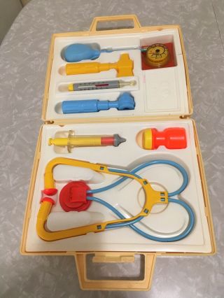 Vintage 1977 Fisher Price Toys Medical Kit Doctor Play Set Complete Nurse Kit