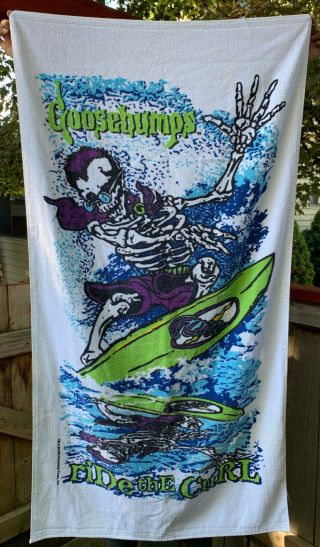 Vintage Goosebumps Towel Rl Stine Skeleton Ride The Curl - Bath Beach 90 