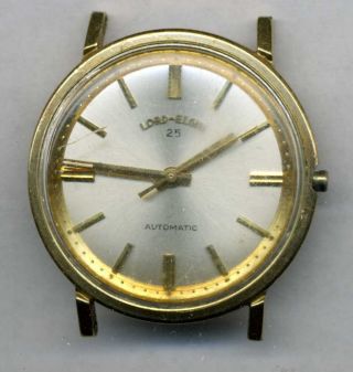 Vintage Lord Elgin 25 Jewel Automatic Wrist Watch In Gold - Filled Case For Repair