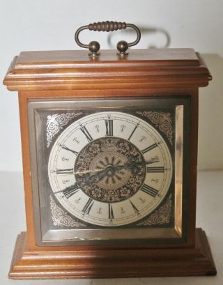 Vintage Linden Black Forest Wind Up Alarm Clock - Wood Frame - 6 " Tall