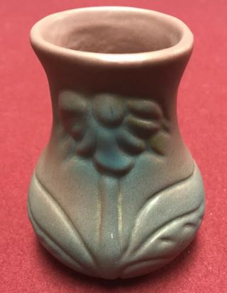 Vintage 1930s Van Briggle Pottery Mulberry W/ Flower Vase Small Arts & Crafts