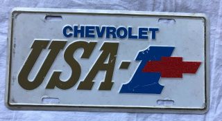 Vintage Chevrolet Usa - 1 Metal License Plate Chevy Logo