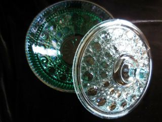 Vintage Indiana Carnival Glass Blue Green Iridescent Candy Dish W/lid Gorgeous