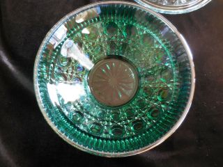 Vintage INDIANA CARNIVAL GLASS Blue Green Iridescent CANDY DISH w/LID GORGEOUS 5